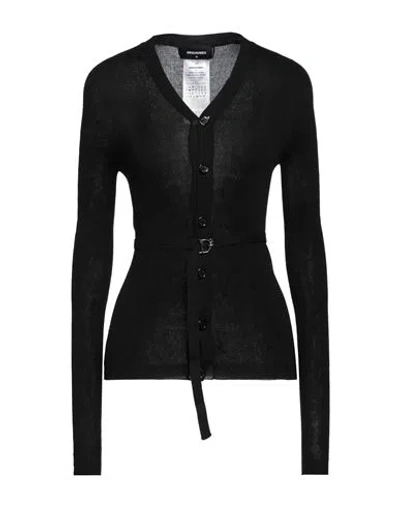 Dsquared2 Woman Cardigan Black Size L Cotton