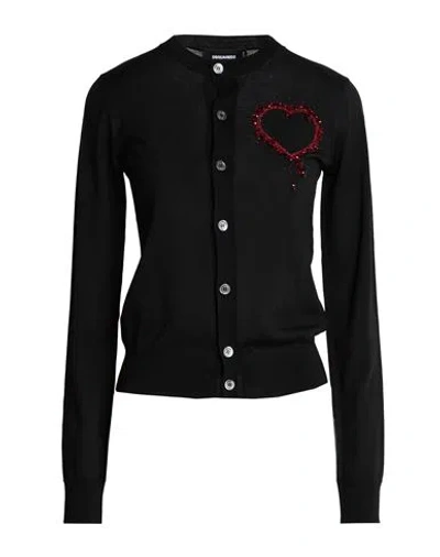 Dsquared2 Woman Cardigan Black Size M Virgin Wool