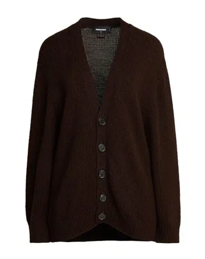 Dsquared2 Woman Cardigan Chocolate Brown Size Xl Alpaca Wool