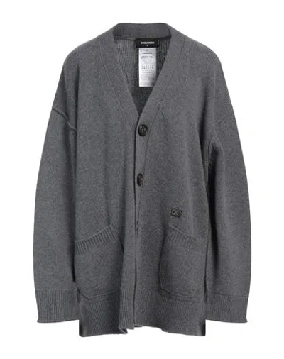 Dsquared2 Woman Cardigan Grey Size S Wool, Cashmere In Grey