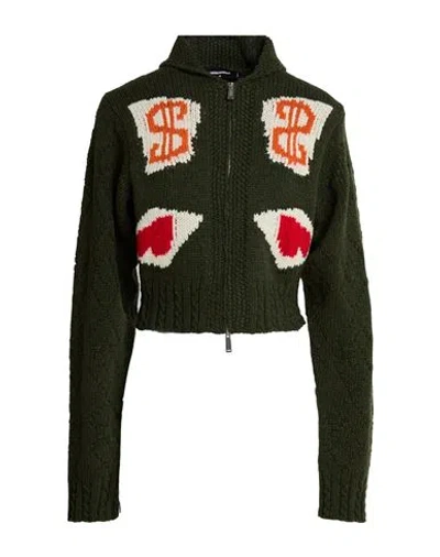 Dsquared2 Woman Cardigan Military Green Size M Wool