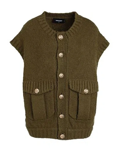 DSQUARED2 DSQUARED2 WOMAN CARDIGAN MILITARY GREEN SIZE M WOOL, POLYAMIDE