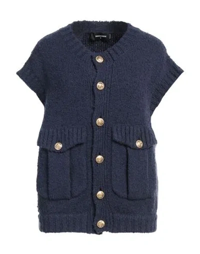 Dsquared2 Sleeveless Cardigan With Jewel Buttons In Navy Blue