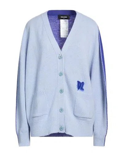 Dsquared2 Woman Cardigan Sky Blue Size M Wool, Cashmere