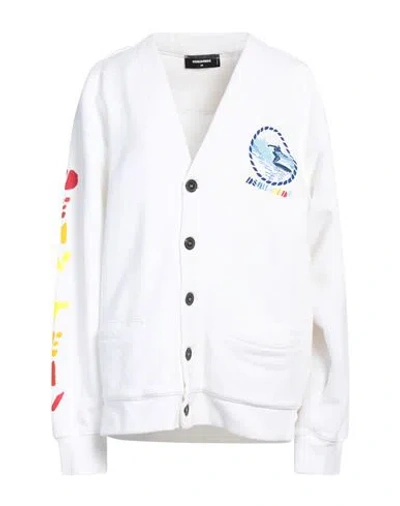 Dsquared2 Woman Cardigan White Size Xxs Cotton, Elastane In White