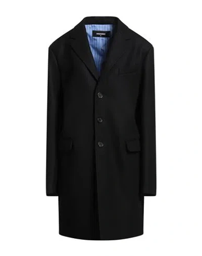 Dsquared2 Woman Coat Black Size 10 Virgin Wool, Polyamide, Elastane