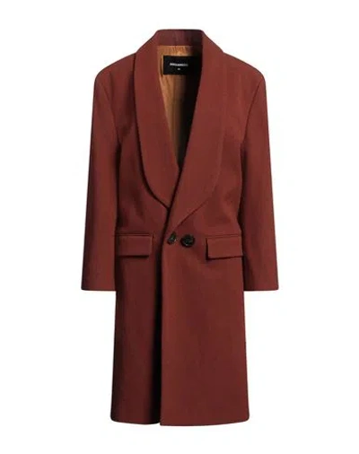 DSQUARED2 DSQUARED2 WOMAN COAT BROWN SIZE 2 WOOL, POLYAMIDE