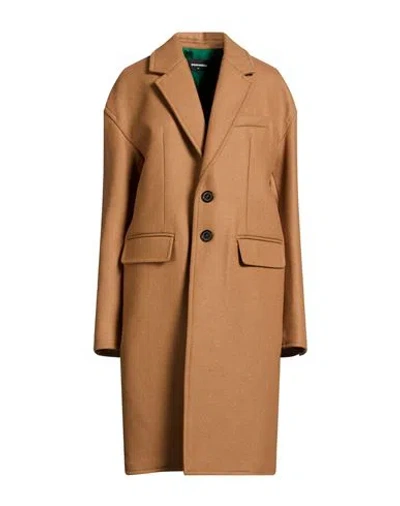 Dsquared2 Woman Coat Camel Size 10 Virgin Wool, Polyamide In Brown