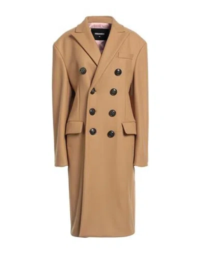 Dsquared2 Woman Coat Camel Size 4 Textile Fibers In Beige