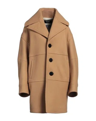 Dsquared2 Woman Coat Camel Size 6 Virgin Wool, Polyamide, Elastane In Brown