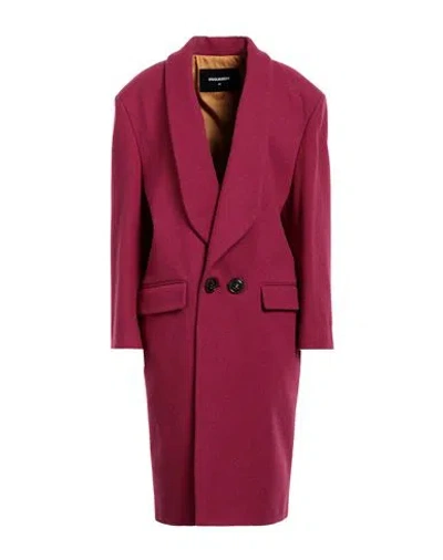 Dsquared2 Woman Coat Garnet Size 8 Wool, Polyamide In Red