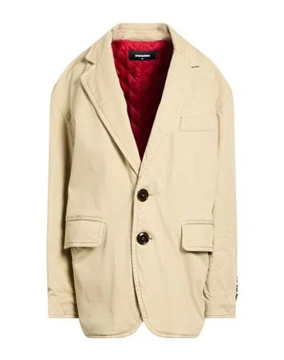 Dsquared2 Woman Coat Khaki Size 4 Cotton, Elastane In Neutral