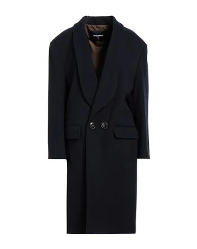 Dsquared2 Woman Coat Midnight Blue Size 10 Wool, Polyamide