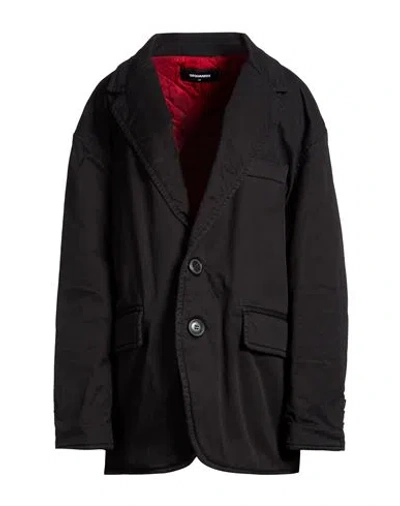 Dsquared2 Woman Coat Midnight Blue Size 4 Cotton, Elastane