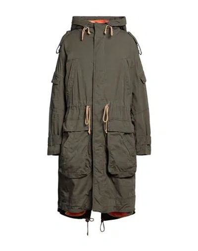 Dsquared2 Woman Coat Military Green Size 2 Cotton, Elastane