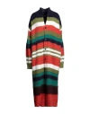 Dsquared2 Striped Wool Blend Long Cardigan In Green