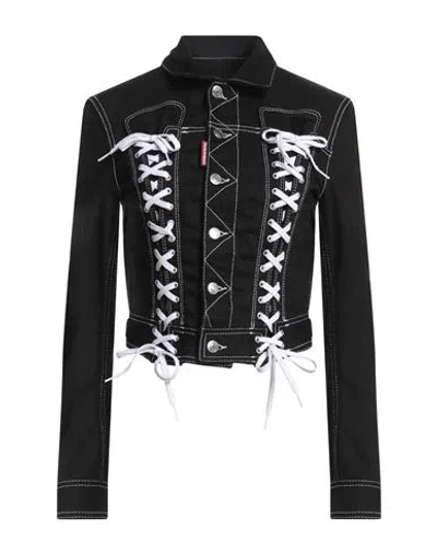 Dsquared2 Woman Denim Outerwear Black Size 10 Cotton, Elastane