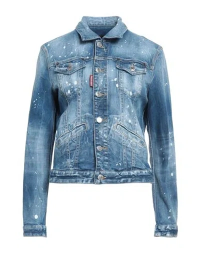 Dsquared2 Woman Denim Outerwear Blue Size 8 Cotton, Elastane