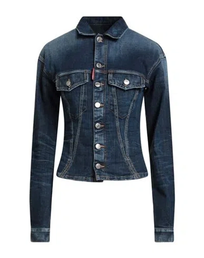 Dsquared2 Woman Denim Outerwear Blue Size 10 Cotton, Elastane