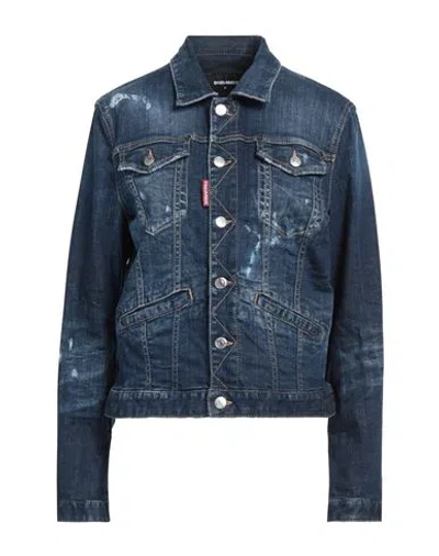 Dsquared2 Icon-print Detail Denim Jacket In Blue
