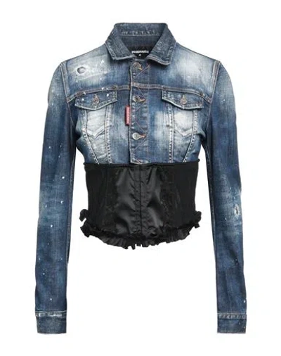 Dsquared2 Woman Denim Outerwear Blue Size 10 Cotton, Elastane, Polyester