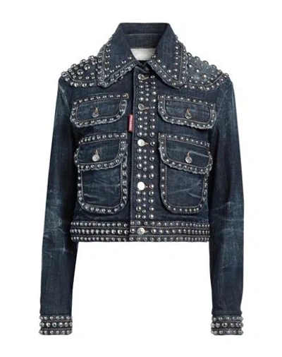 Dsquared2 Woman Denim Outerwear Blue Size 2 Cotton, Elastane