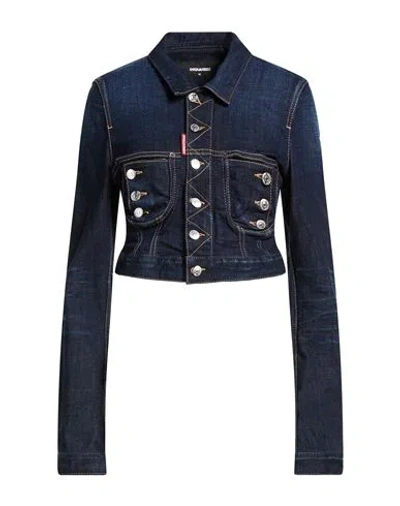 Dsquared2 Woman Denim Outerwear Blue Size 2 Cotton, Elastane