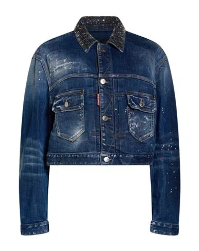 Dsquared2 Woman Denim Outerwear Blue Size 2 Cotton, Elastane