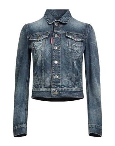 Dsquared2 Woman Denim Outerwear Blue Size 4 Cotton