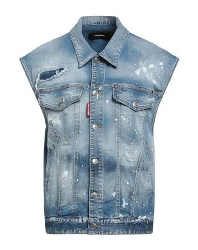Dsquared2 Woman Denim Outerwear Blue Size 4 Cotton, Elastomultiester, Elastane