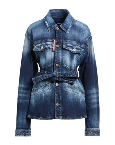 Dsquared2 Woman Denim Outerwear Blue Size 6 Cotton, Elastane