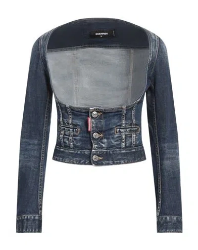 Dsquared2 Woman Denim Outerwear Blue Size 6 Cotton, Elastane In Black