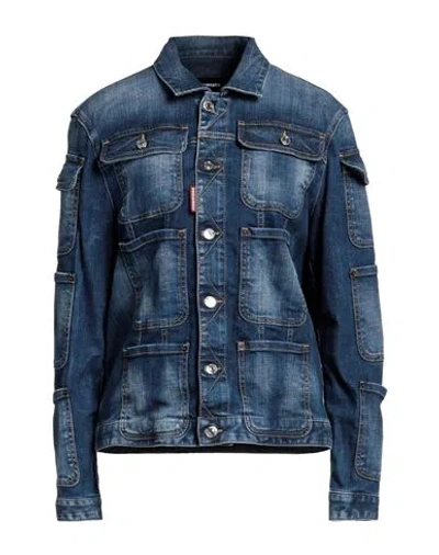 Dsquared2 Woman Denim Outerwear Blue Size 6 Cotton, Elastane