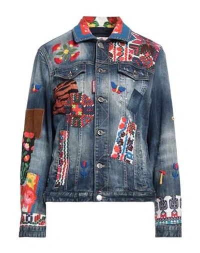Dsquared2 Woman Denim Outerwear Blue Size 6 Cotton, Elastane, Calfskin, Brass