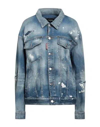 Dsquared2 Woman Denim Outerwear Blue Size 2 Cotton, Elastomultiester, Elastane