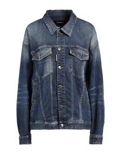 Dsquared2 Woman Denim Outerwear Blue Size 6 Cotton, Elastomultiester, Elastane