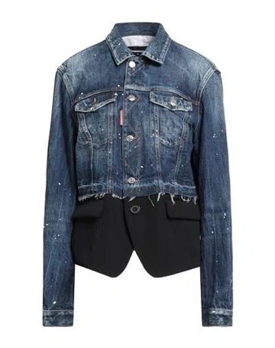 DSQUARED2 DSQUARED2 WOMAN DENIM OUTERWEAR BLUE SIZE 6 COTTON, VIRGIN WOOL
