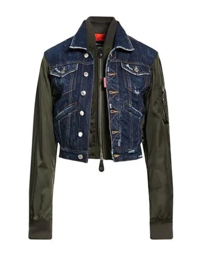 Dsquared2 Woman Denim Outerwear Blue Size 8 Cotton