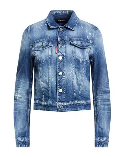 Dsquared2 Woman Denim Outerwear Blue Size 8 Cotton, Elastane