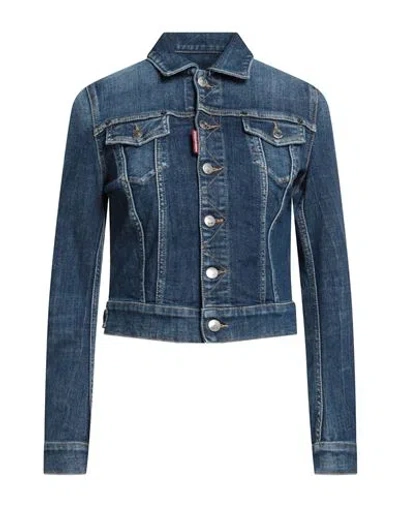 Dsquared2 Woman Denim Outerwear Blue Size 8 Cotton, Polyester, Elastane