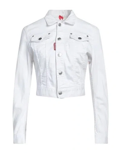 Dsquared2 Woman Denim Outerwear White Size 12 Cotton, Elastomultiester, Elastane