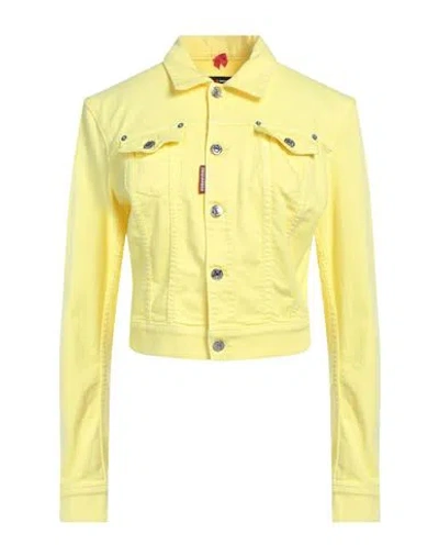 Dsquared2 Woman Denim Outerwear Yellow Size 12 Cotton, Elastomultiester, Elastane