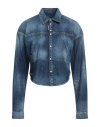Dsquared2 Ripped Cropped Denim Shirt In Blue