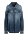 Dsquared2 Woman Denim Shirt Blue Size 10 Cotton, Elastane In Blue