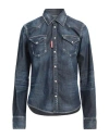 Dsquared2 Woman Denim Shirt Blue Size 8 Cotton, Elastane In Blue