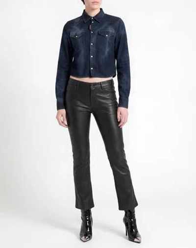 Dsquared2 Woman Denim Shirt Blue Size 2 Cotton, Elastane
