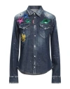 Dsquared2 Woman Denim Shirt Blue Size 10 Cotton, Elastane In Blue