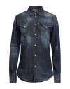 Dsquared2 Woman Denim Shirt Blue Size 8 Cotton, Elastane In Blue