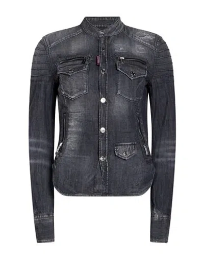 Dsquared2 Woman Denim Shirt Grey Size 2 Cotton