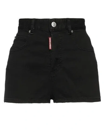Dsquared2 Woman Denim Shorts Black Size 10 Cotton, Elastomultiester, Elastane, Polyamide
